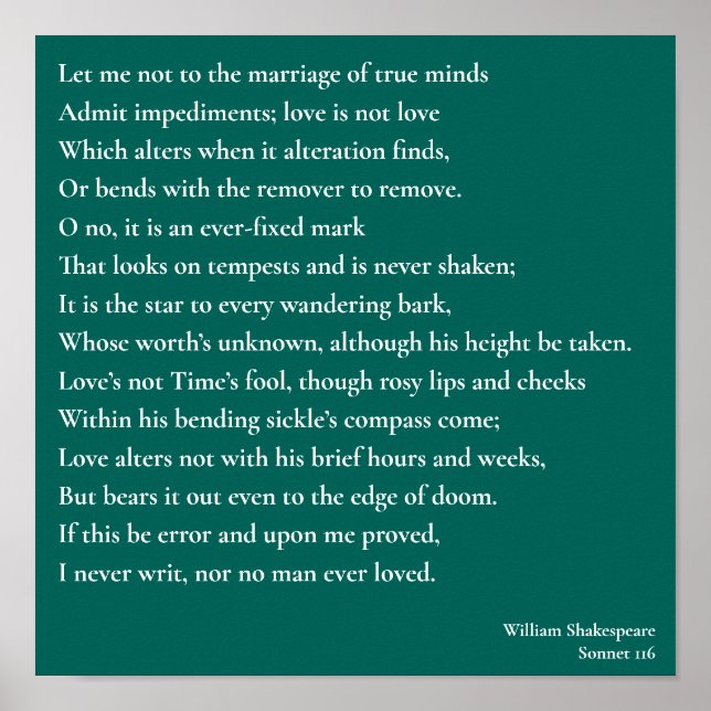 Sonnet 116Let me not to the marriage of true minds Poster (Front)