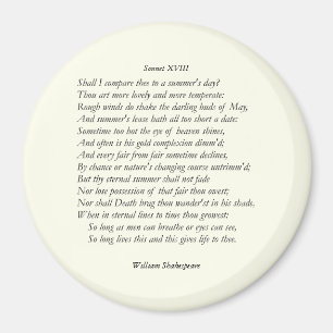Sonnet # 18 by William Shakespeare Magnet