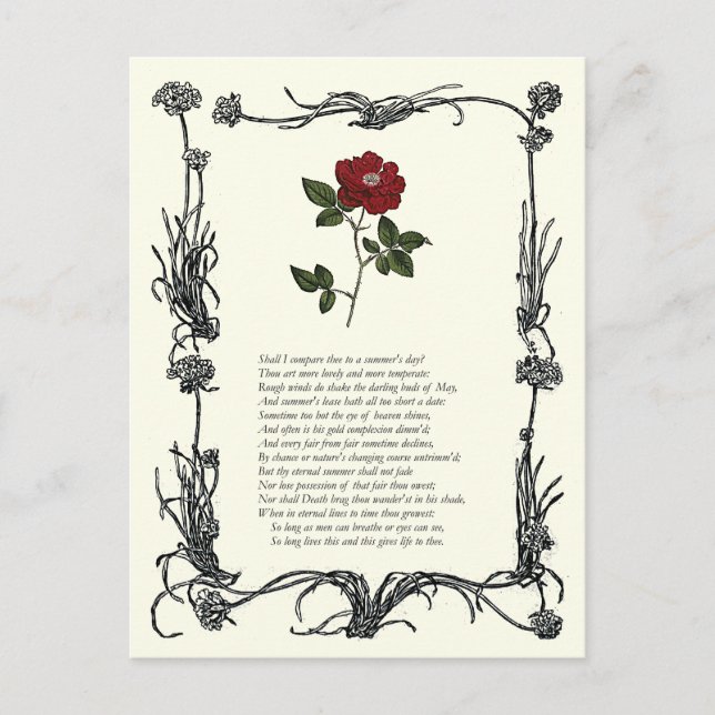 Sonnet # 18 by William Shakespeare Postcard (Front)