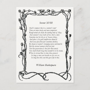 Sonnet # 18 by William Shakespeare Postcard