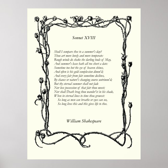 Sonnet # 18 by William Shakespeare Poster (Front)