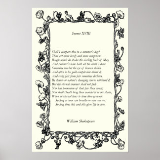 Sonnet # 18 by William Shakespeare Poster