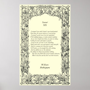 Sonnet # 20 by William Shakespeare Poster