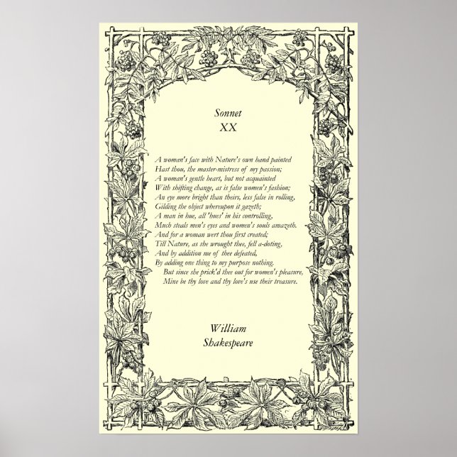 Sonnet # 20 by William Shakespeare Poster (Front)