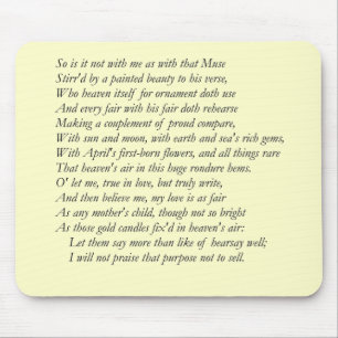 Sonnet # 21 by William Shakespeare Mouse Pad