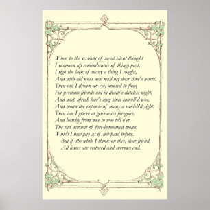 Sonnet # 30 by William Shakespeare Poster
