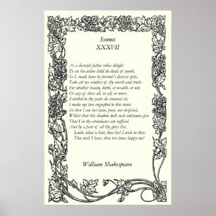 Sonnet # 37 by William Shakespeare Poster