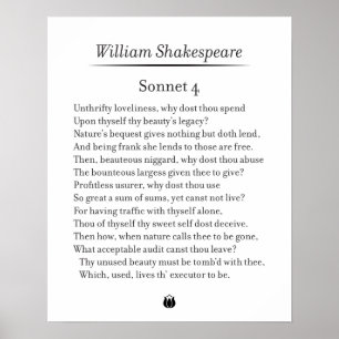 Sonnet 4 by William Shakespeare  Poster