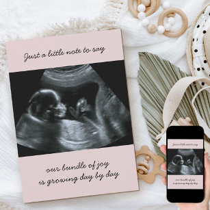 Sonogram Photo Pale Pink Pregnancy Announcement