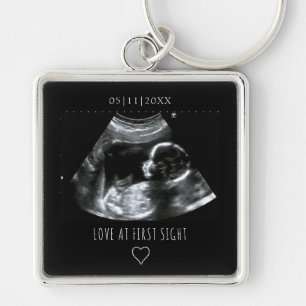 Sonogram Picture Photo Gift Baby Ultrasound Black Key Ring