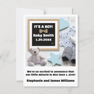 Sonogram Typography Its A Boy Pregnancy Baby Postcard