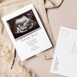 Sonogram Typography Ultrasound Photo Pregnancy Announcement Postcard<br><div class="desc">Sonogram Typography Ultrasound Photo Pregnancy Announcement Postcard. 
It's always a good time to share this exciting news with your nearest and dearest. 
Customise this card by uploading your ultrasound photo,  add your details and let everyone know about this special news.</div>