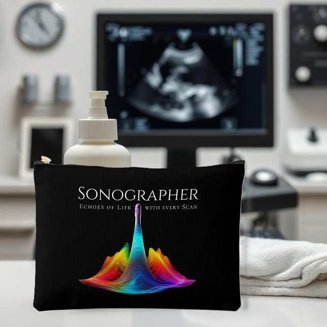 Sonographer-Colourful Ultrasound Waves Accessory Pouch (Sonographer-Colorful Ultrasound Waves Accessory Pouch)