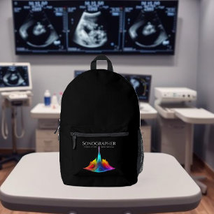Sonographer-Colourful Ultrasound Waves Printed Backpack