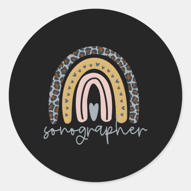Sonographer Rainbow Ultrasound Tech Classic Round Sticker (Front)
