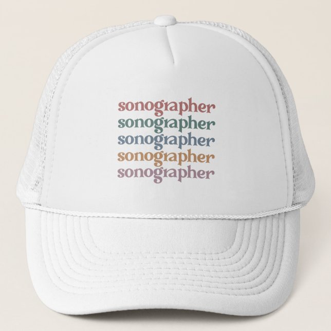Sonographer Ultrasound Tech Retro Sonographer Gift Trucker Hat (Front)