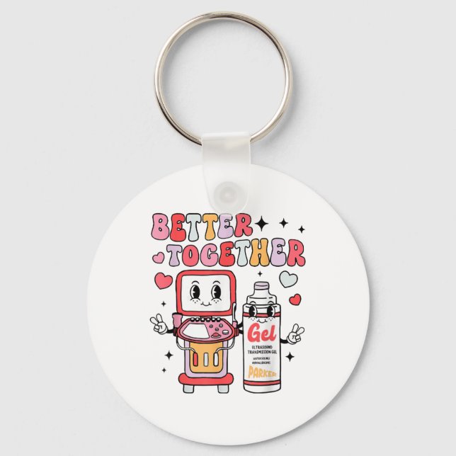 Sonographer Valentines Day Ultrasound Technologist Key Ring (Front)