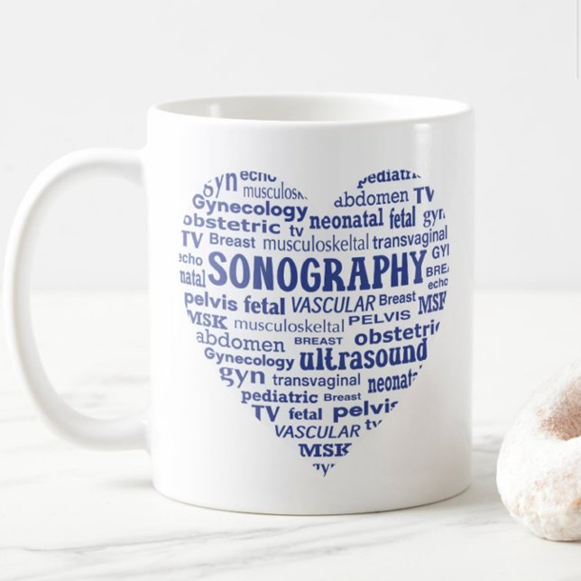 Sonography Speciality Blue Heart Sonographer Gift Coffee Mug (Creator Uploaded)
