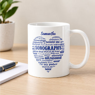 Sonography Speciality Blue Heart Sonographer Gift Coffee Mug