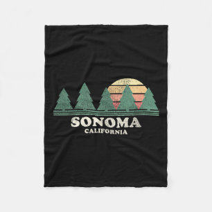 Sonoma Ca Vintage Throwback Tee Retro 70s Design Fleece Blanket