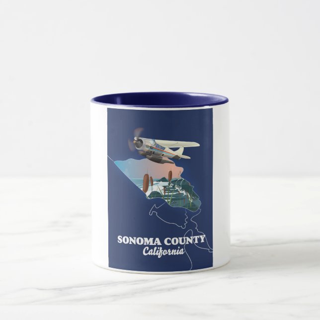 Sonoma County California map Mug (Center)