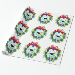 Sonoma County Wine Grapes Christmas Wreath Wrapping Paper