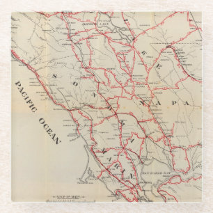 Sonoma, Marin, Lake, and Napa Counties Glass Coaster