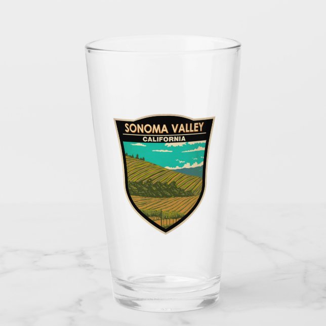 Sonoma Valley California Travel Art Vintage Glass (Front)