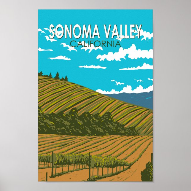 Sonoma Valley California Travel Art Vintage Poster (Front)