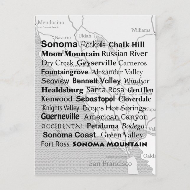 Sonoma Wine Country Postcard (Front)