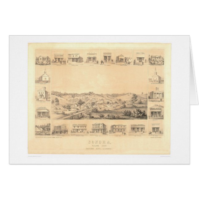 Sonora, CA. Panoramic Map 1854 (1647A) - Restored (Front Horizontal)