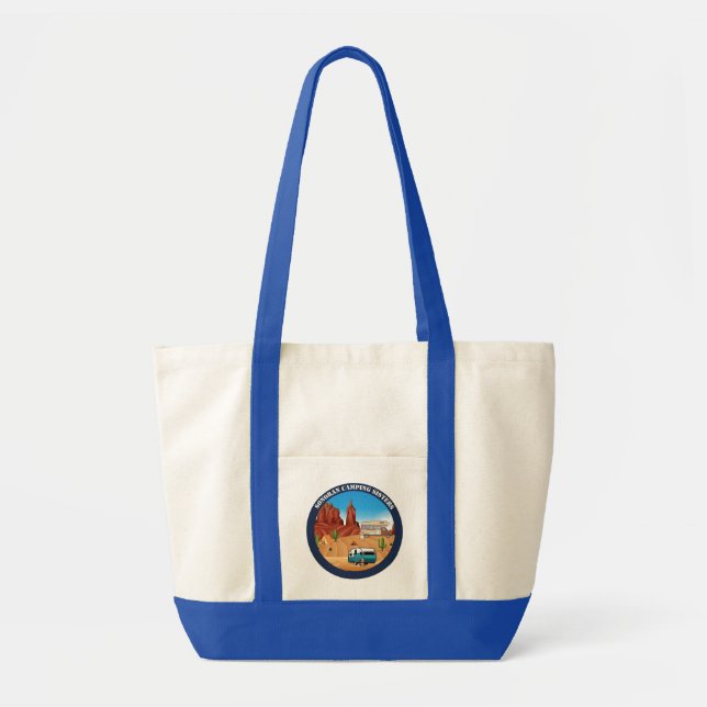 Sonoran Camping Sisters tote with blue handles Bag (Front)