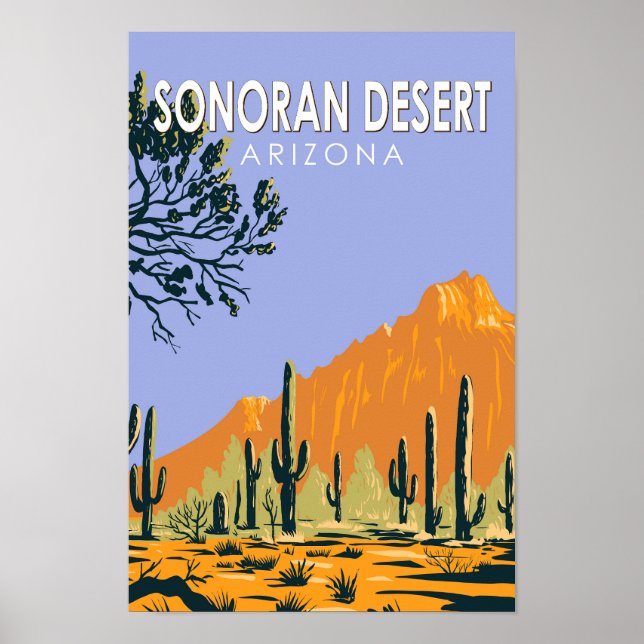 Sonoran Desert Arizona Vintage Art Poster (Front)