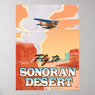 Sonoran Desert Cartoon travel poster. Poster