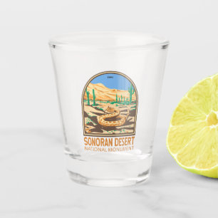 Sonoran Desert National Monument Rattlesnake Retro Shot Glass