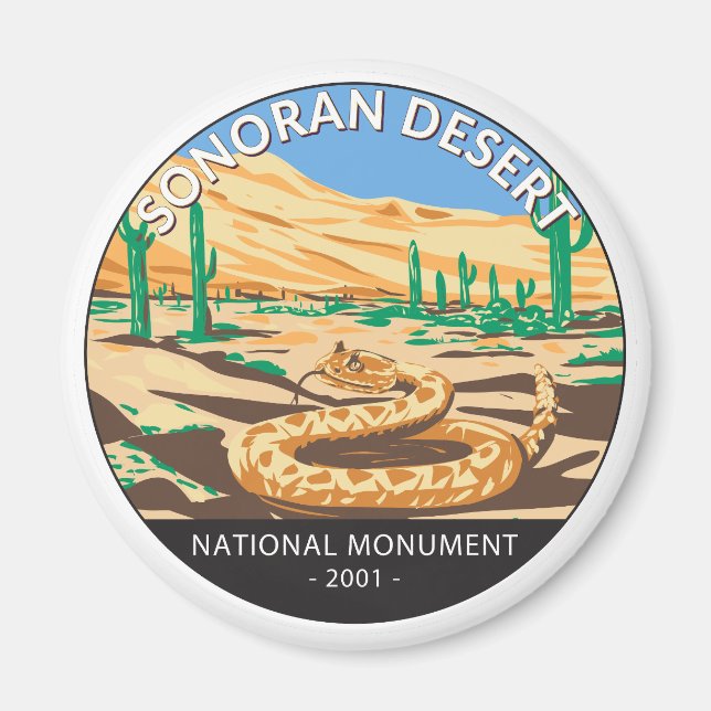 Sonoran Desert National Monument Snake Circle Magnet (Front)