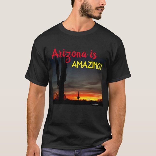 Sonoran Desert sunset Arizona with saguaro cactus T-Shirt (Front)