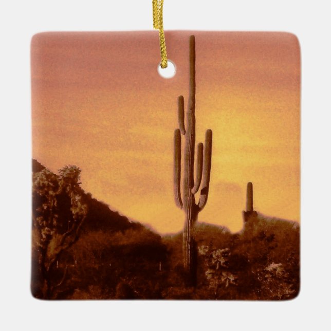 Sonoran Sunset Ceramic Ornament (Front)