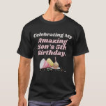 Son's 5th Birthday Outfit Party Family T-Shirt<br><div class="desc">Make your son's 5th birthday unforgettable with this awesome celebration shirt! Perfect for the birthday boy to wear during his special party. This toddler birthday outfit helps create precious memories with family. Ideal gift from mum, papa, and parents who want to celebrate their amazing son. Fun design for home parties,...</div>