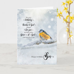 Son's Birthday 1 Corinthians Christian Verse Bird Card