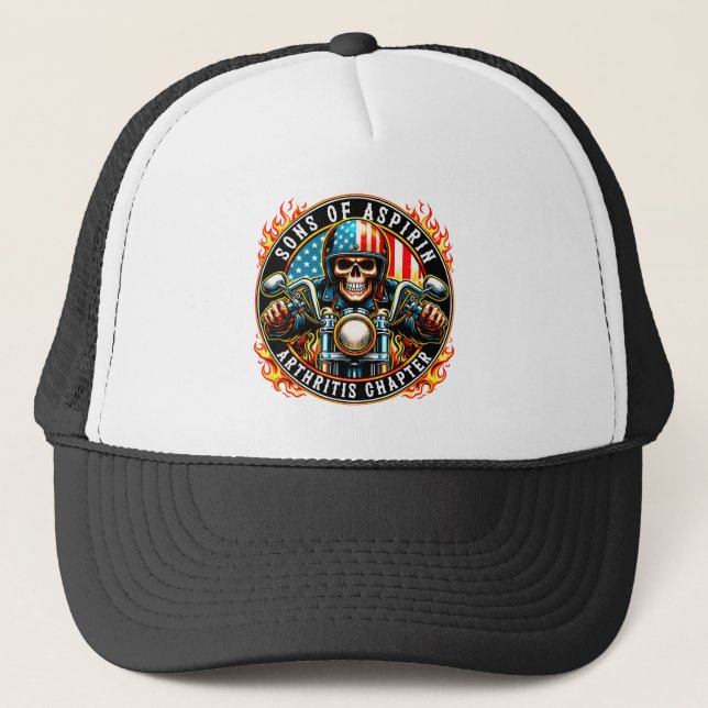 Sons of Aspirin: Rolling Thunder, Aching Joints  Trucker Hat (Front)