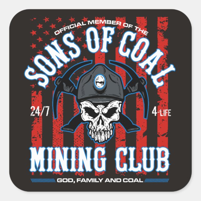 SONS OF COAL MINING CLUB SQUARE STICKER (Front)