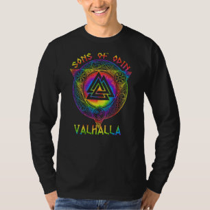 Sons Of Odin Valhalla  Viking Valknut Back Print T-Shirt