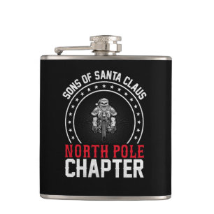Sons of Santa Claus, Santa on Motorcycle  Hip Flask