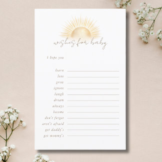 Sonshine Predictions and Wishes For Baby Game Card
