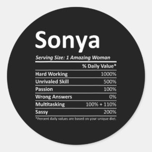 Sonya Nutrition Personalised Name Funny Christmas  Classic Round Sticker