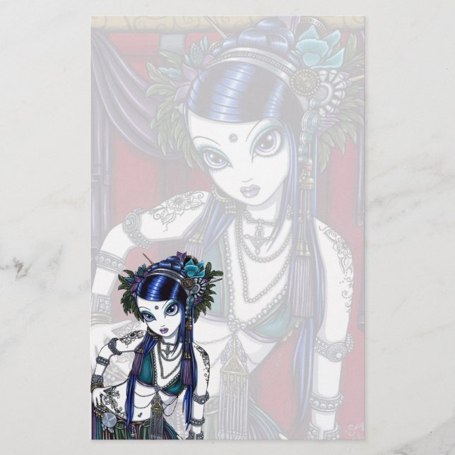 "Sonya" Tribal Fusion Belly Dancer Stationery (Front)