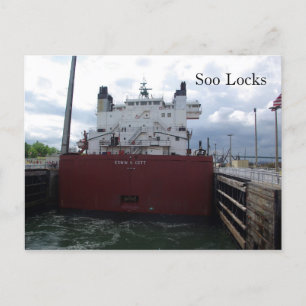 Soo Locks & Edwin H. Gott post card