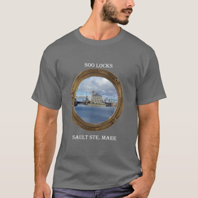 Soo Locks through Porthole shirt dark (Front)