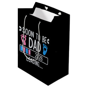 Soon to Be Dad 2026 Loading Pregnancy Announcement Medium Gift Bag
